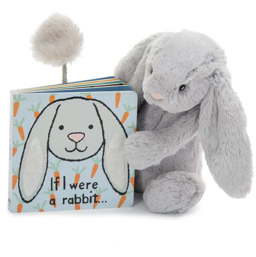 Jellycat Board Book If I Were A Rabbit Grey - Discontinued