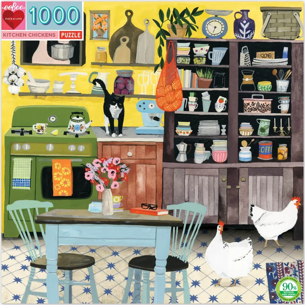 eeBoo 1000 Piece Puzzle Kitchen Chickens