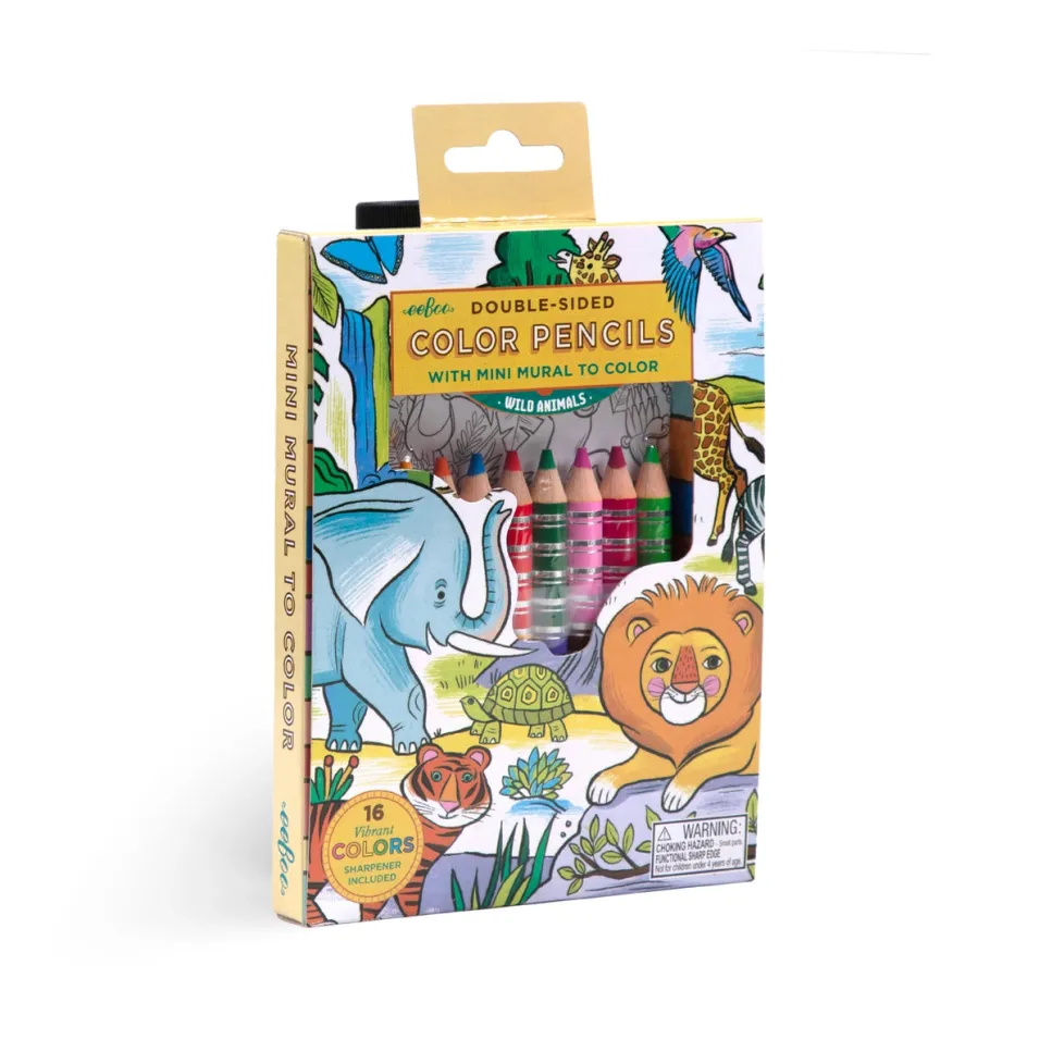 eeBoo Biggie Wild Animals Pencils with Fold-Out Mini Mural