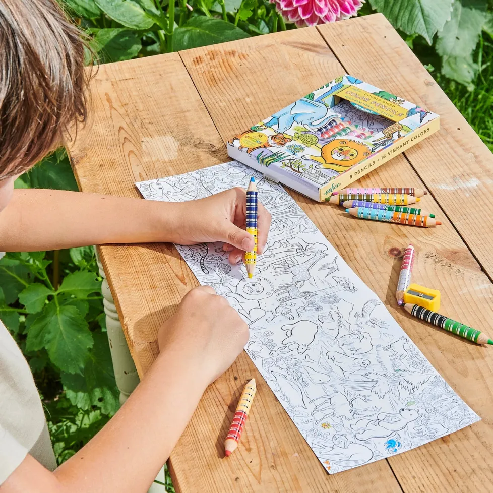 eeBoo Biggie Wild Animals Pencils with Fold-Out Mini Mural