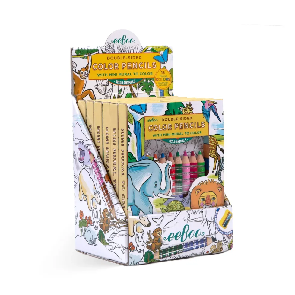 eeBoo Biggie Wild Animals Pencils with Fold-Out Mini Mural