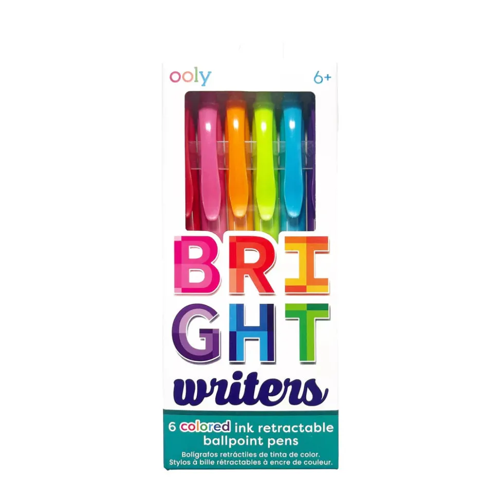 Ooly Bright Writers Colored Ink Retractable Ballpoint Pens - Set of 6