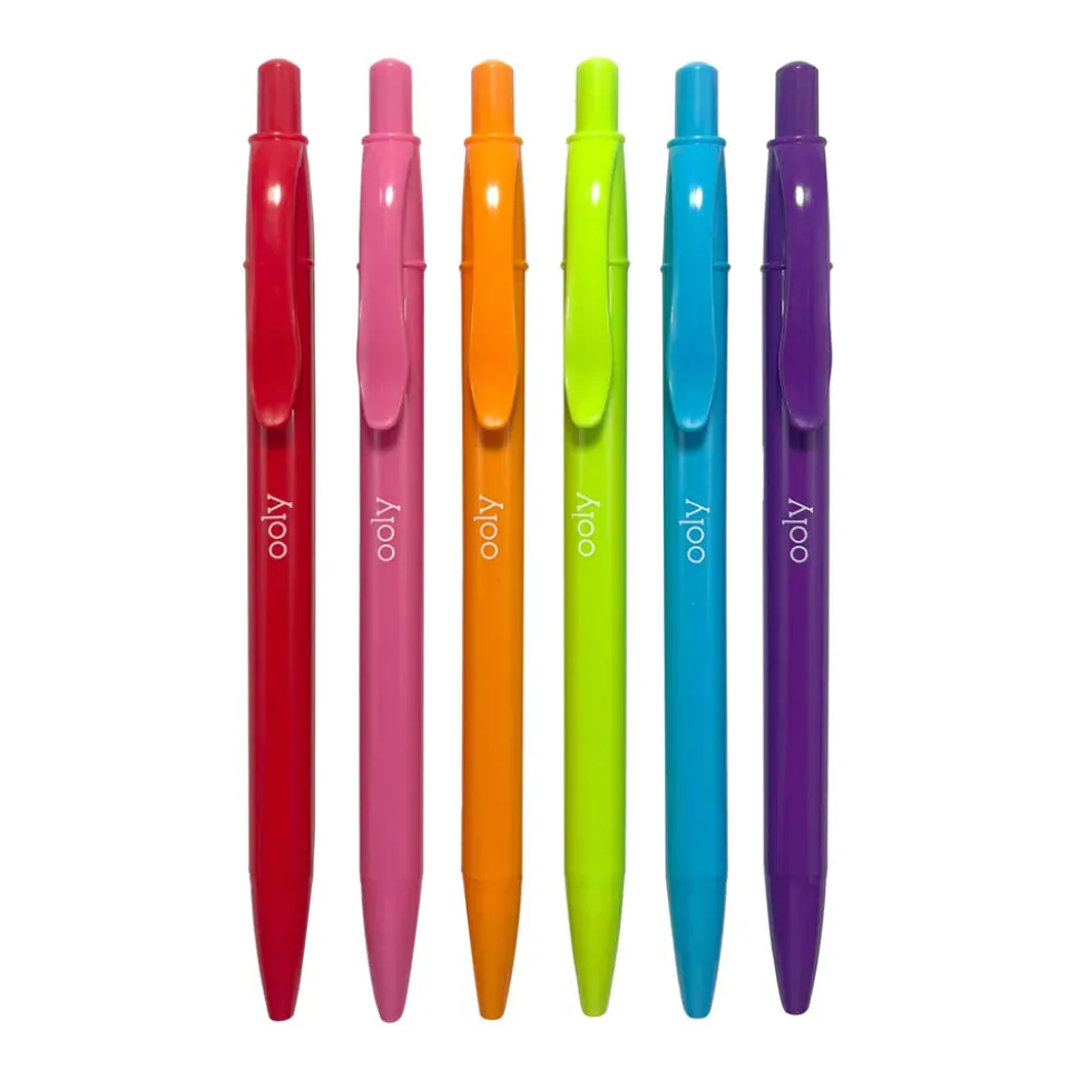 Ooly Bright Writers Colored Ink Retractable Ballpoint Pens - Set of 6