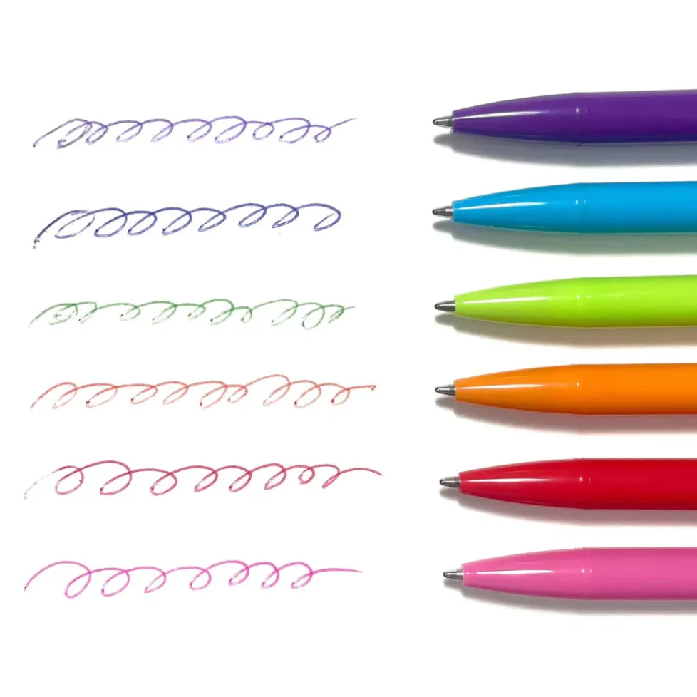 Ooly Bright Writers Colored Ink Retractable Ballpoint Pens - Set of 6