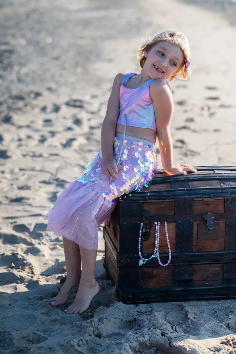 Great Pretenders Bling Bling Mermaid Skirt & Hairclip Set Pink Size 4/6