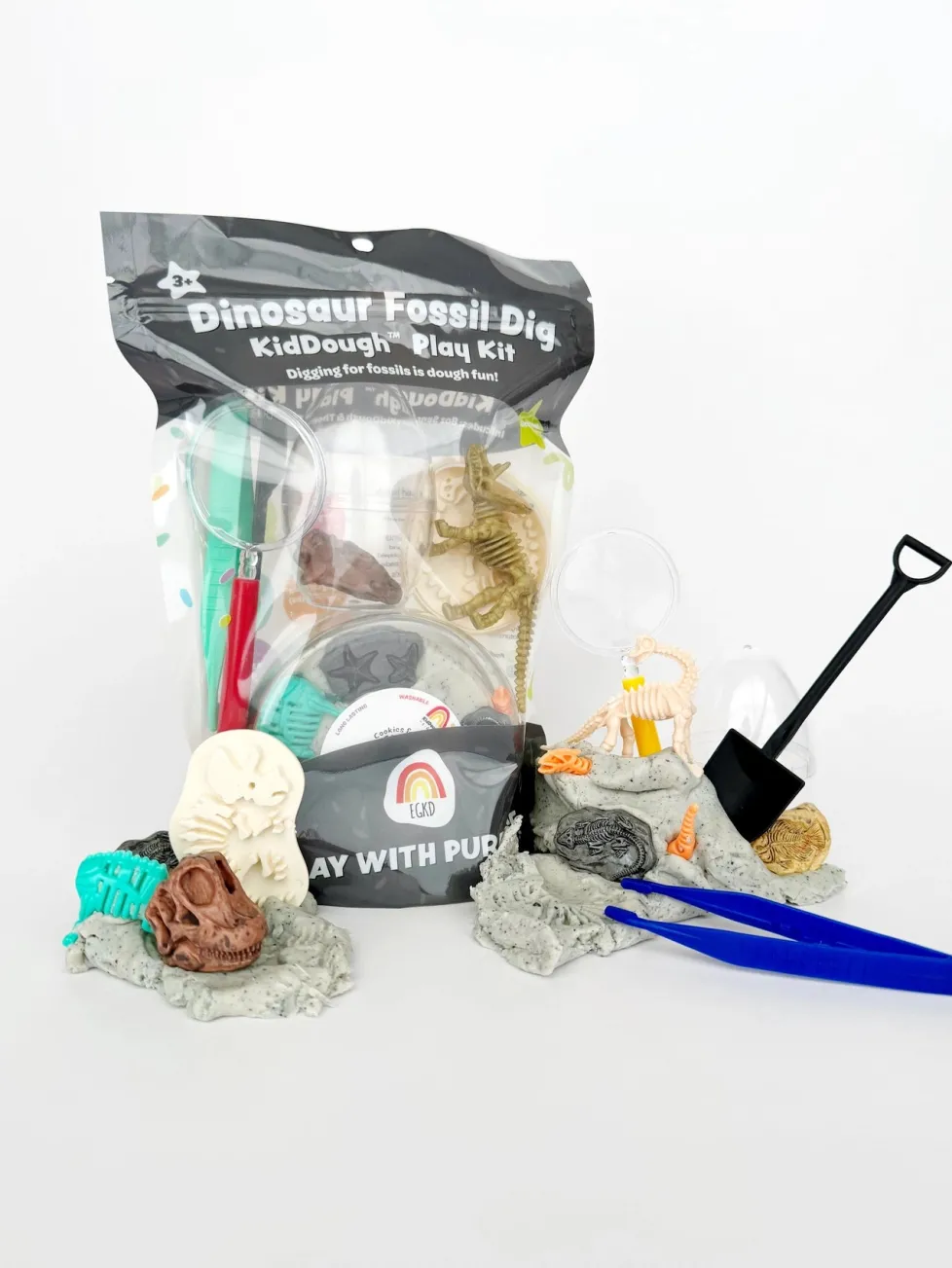 Earth Grown KidDough: Bagged Sensory Kit - Dinosaur Fossil Dig