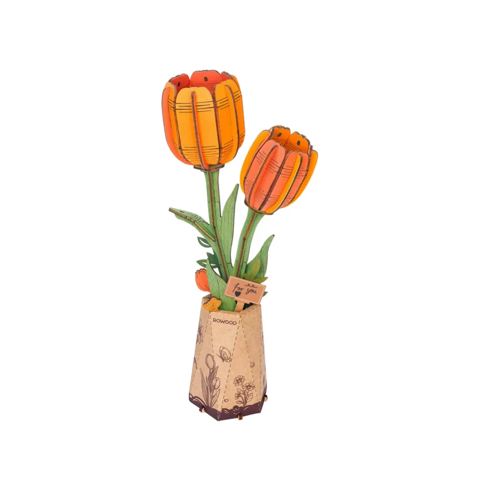 Hands Craft Wooden Bloom Craft: Orange Tulip