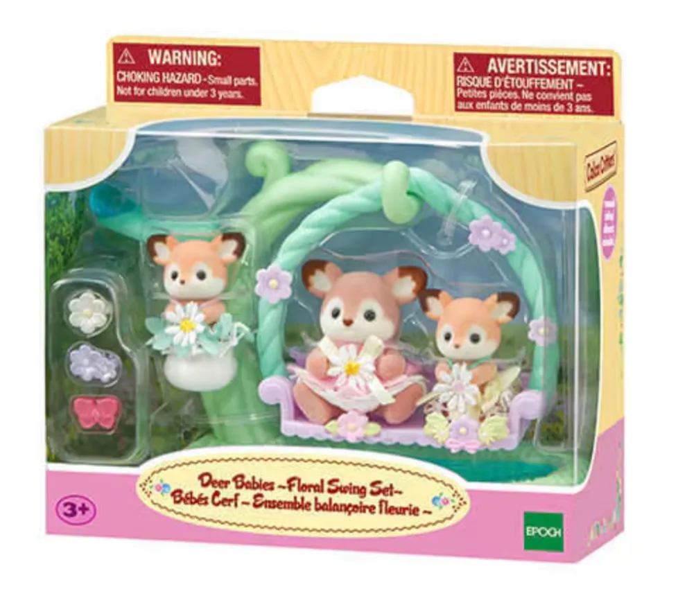 Calico Critters Deer Babies Floral Swing Set