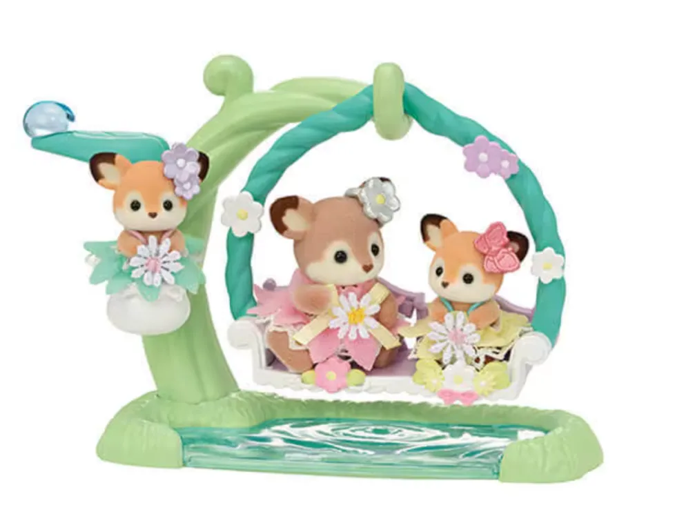 Calico Critters Deer Babies Floral Swing Set