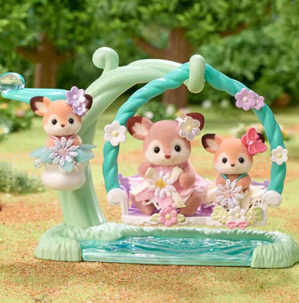 Calico Critters Deer Babies Floral Swing Set