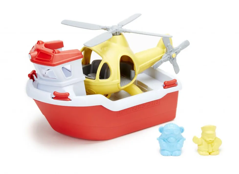 Green Toys Rescue Boat & Helicopter