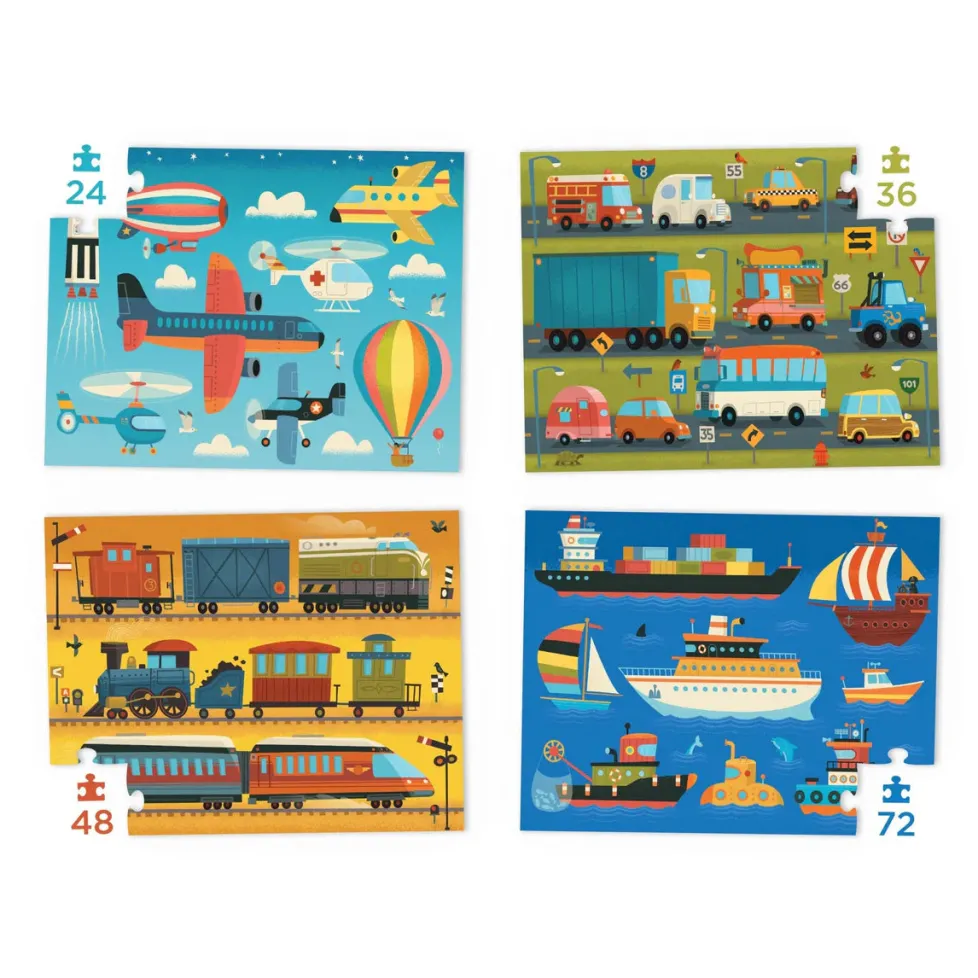 Crocodile Creek Four Puzzles: Vehicles