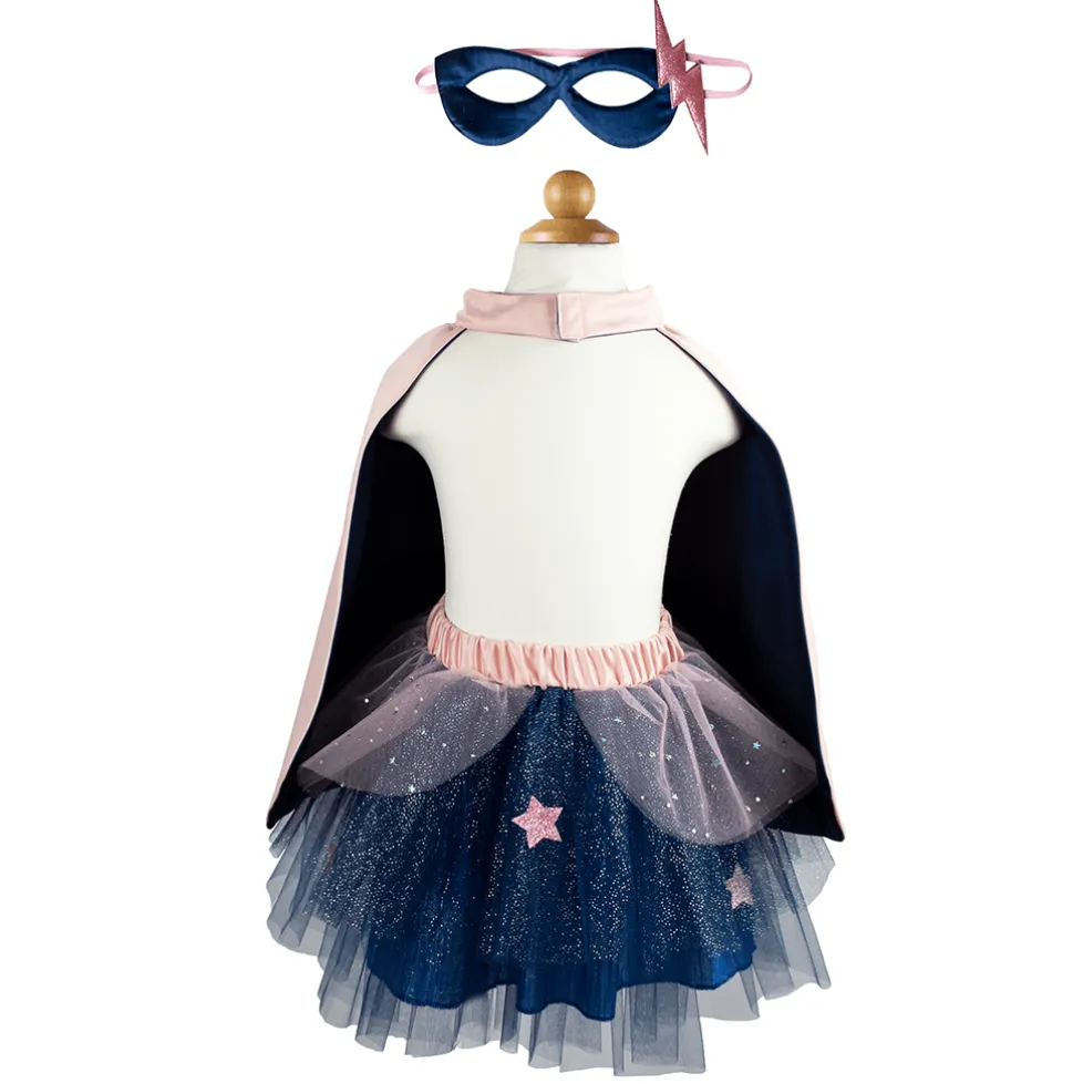 Great Pretenders Super Duper Tutu Cape & Mask, Pink & Navy