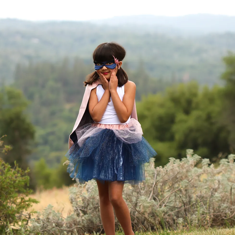 Great Pretenders Super Duper Tutu Cape & Mask, Pink & Navy