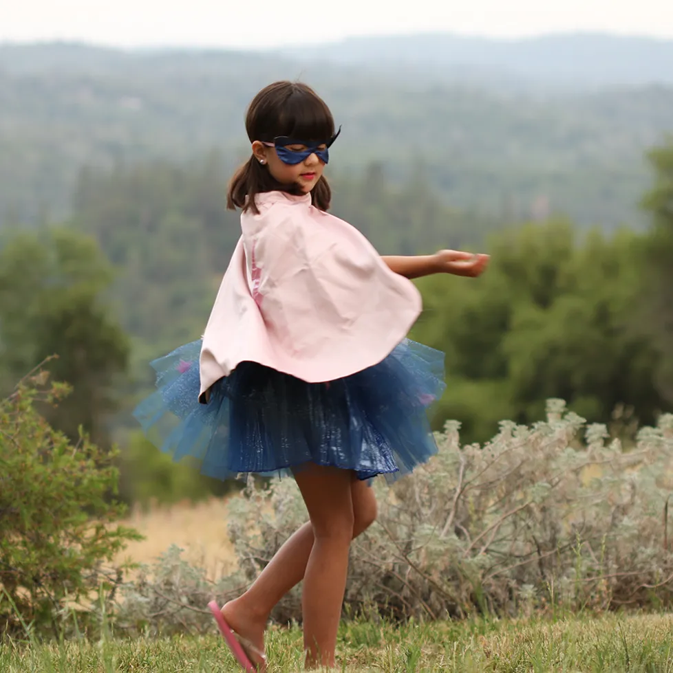 Great Pretenders Super Duper Tutu Cape & Mask, Pink & Navy