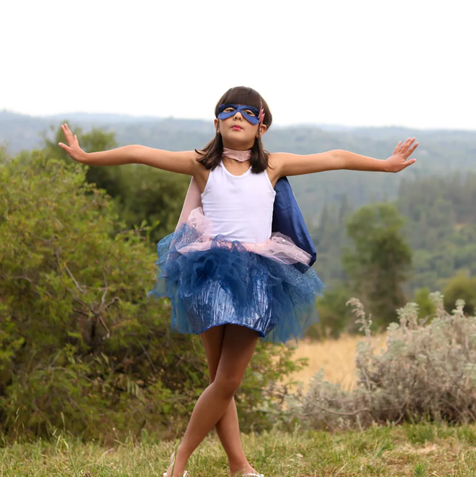 Great Pretenders Super Duper Tutu Cape & Mask, Pink & Navy