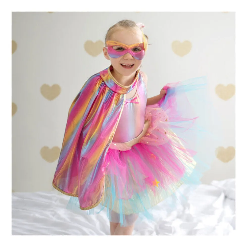 Great Pretenders Super-Duper Tutu with Cape & Mask, Pink & Gold