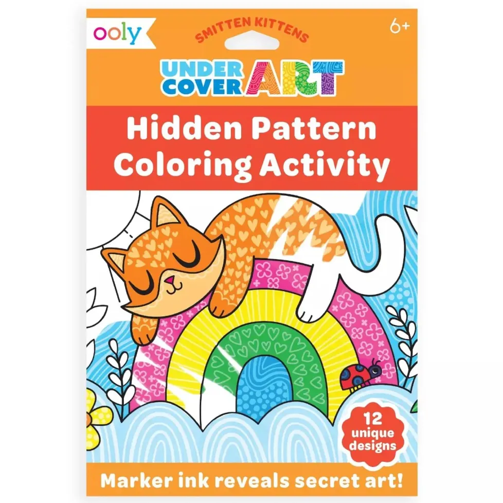 Ooly Undercover Art Hidden Pattern Coloring Activity Art Cards - Smitten Kittens