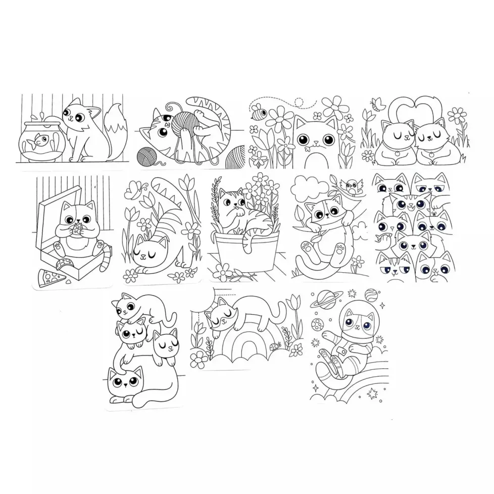 Ooly Undercover Art Hidden Pattern Coloring Activity Art Cards - Smitten Kittens