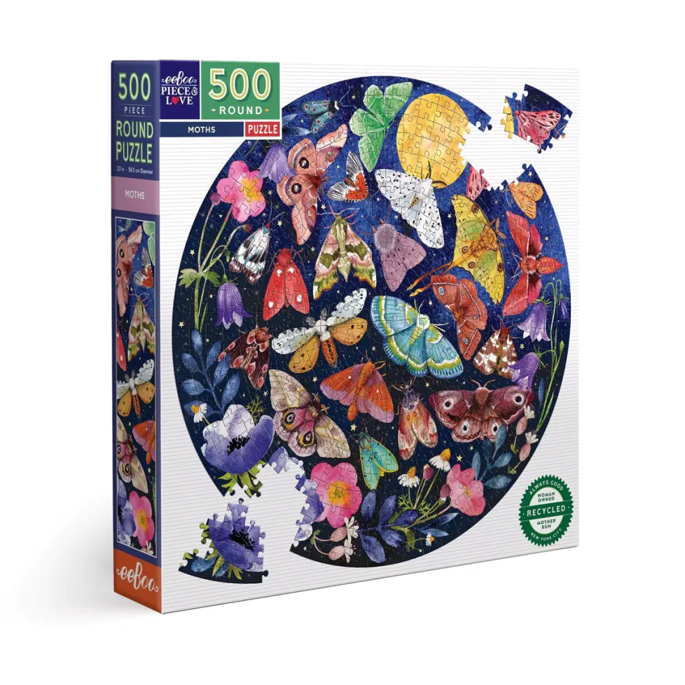 eeBoo 500 Piece Round Puzzle Moths
