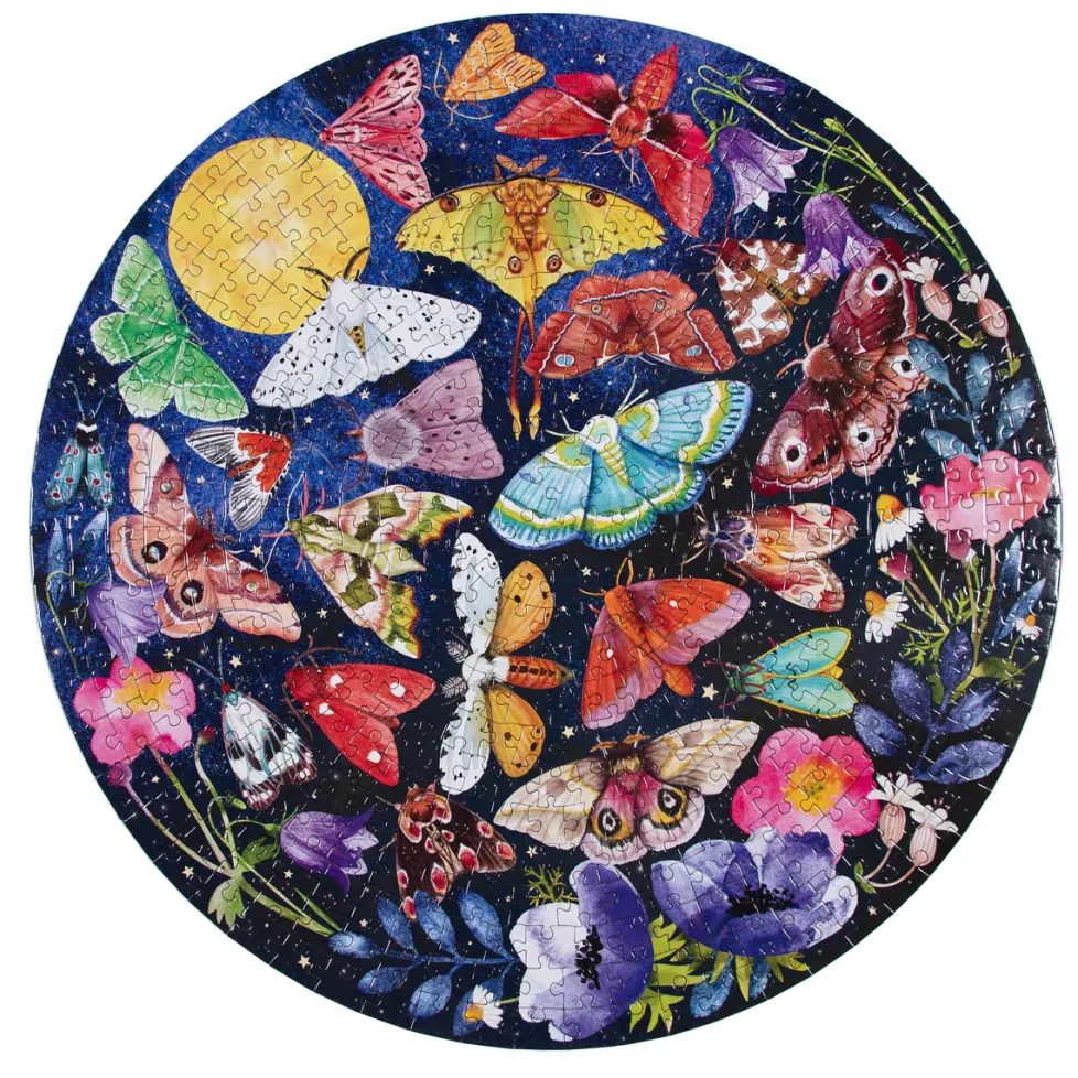 eeBoo 500 Piece Round Puzzle Moths