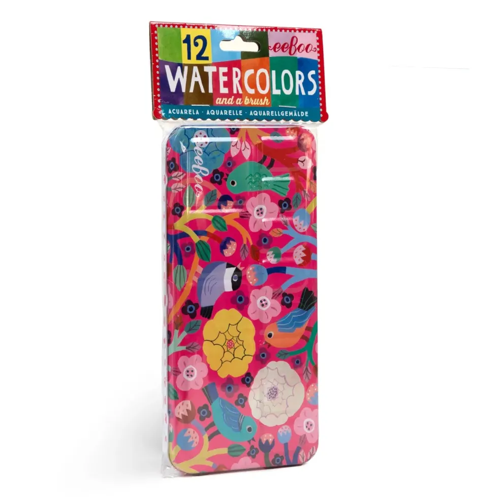 eeBoo Watercolors: Birds in Fuchsia