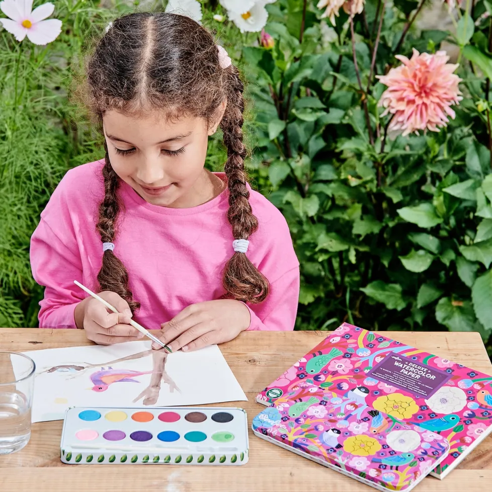 eeBoo Watercolors: Birds in Fuchsia