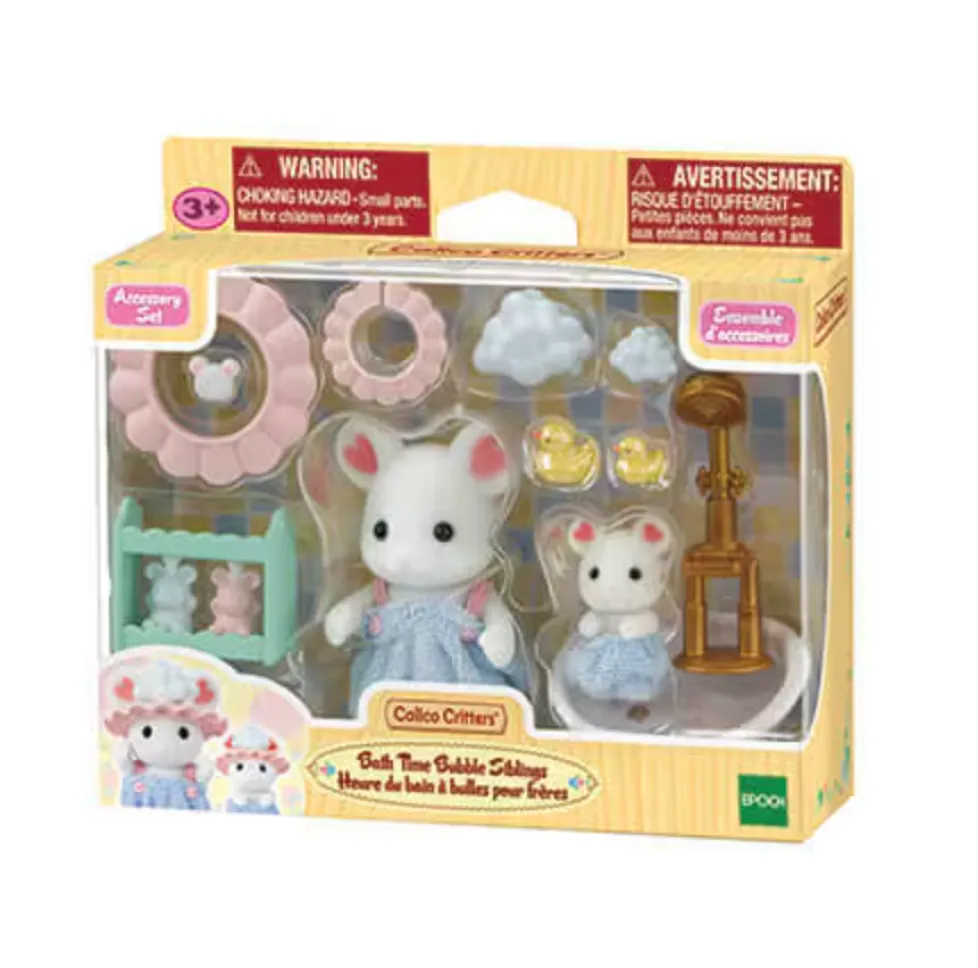 Calico Critters Bath Time Bubble Siblings