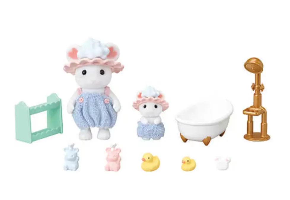 Calico Critters Bath Time Bubble Siblings