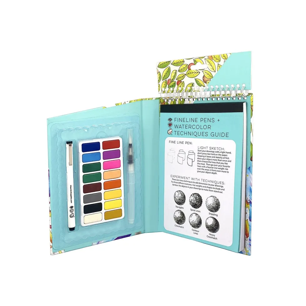 Bright Stripes Travel Art Pack Watercolors & Fine Line Pen