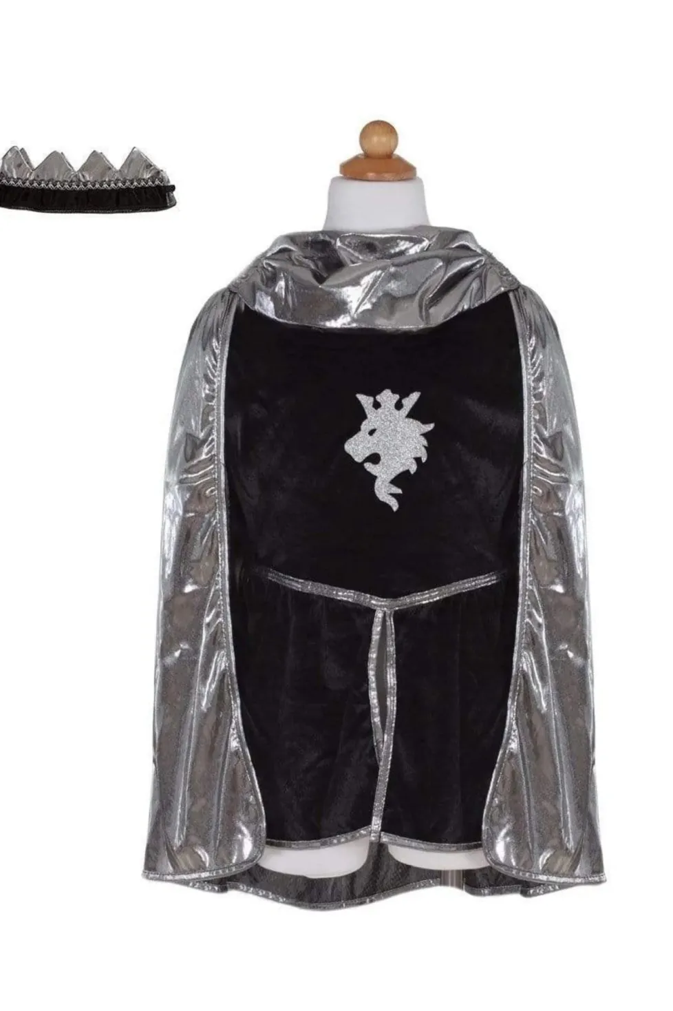 Great Pretenders Silver Knight Set with Tunic, Cape & Crown size 5/6