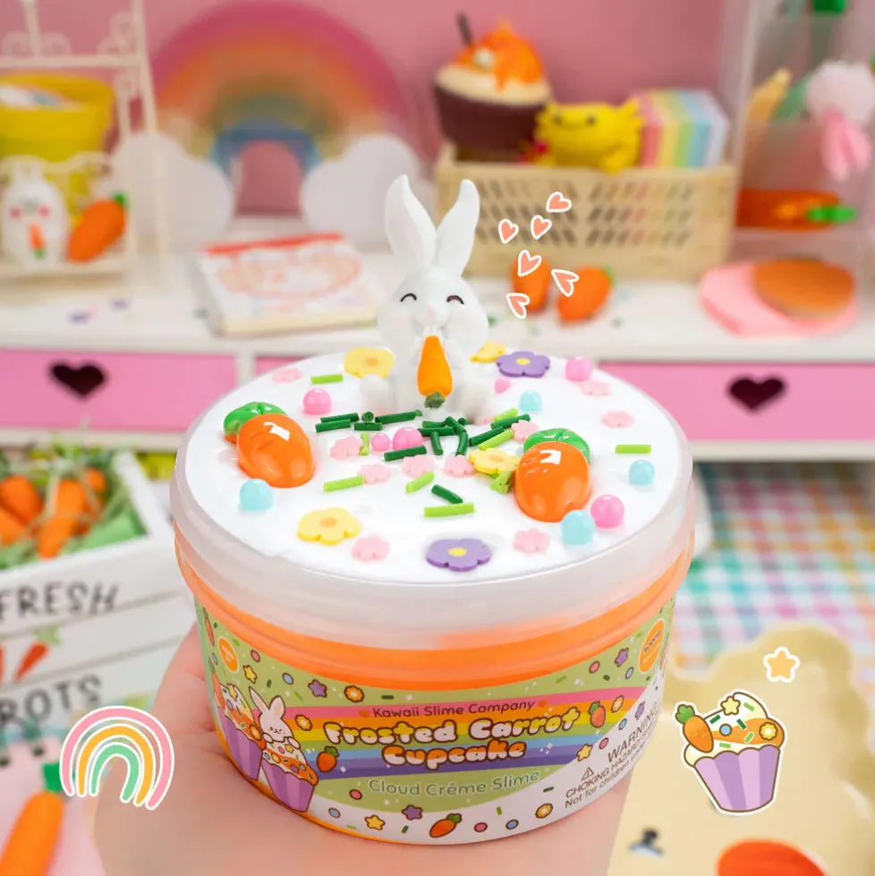 Kawaii Slime: Frosted Carrot Cupcake Cloud Creme Slime