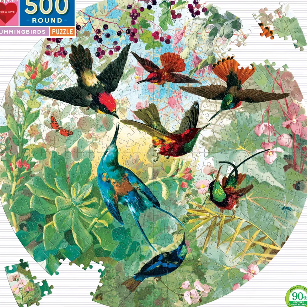 eeBoo 500 Piece Round Puzzle Hummingbirds