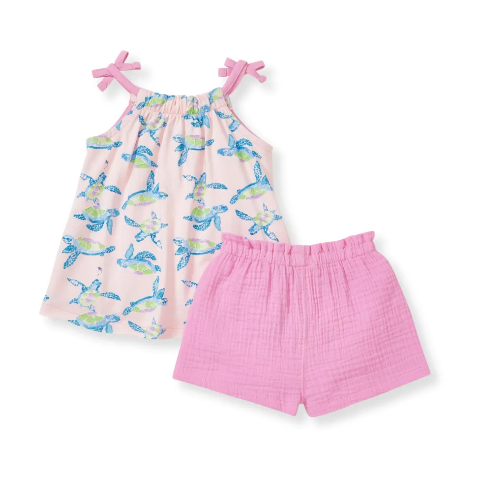 Burt's Bees Organic Baby Colorful Sea Turtles Top & Muslin Short Set
