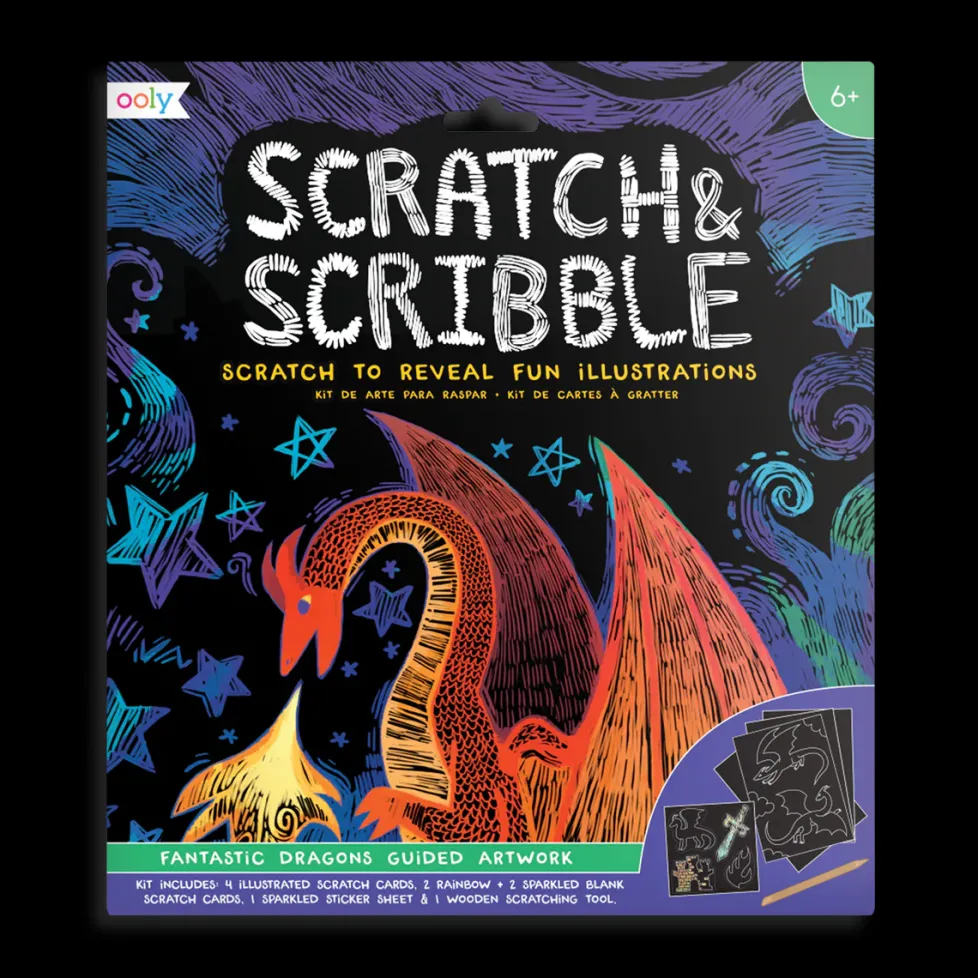 Ooly Scratch & Scribble Scratch Art Kit - Fantastic Dragons