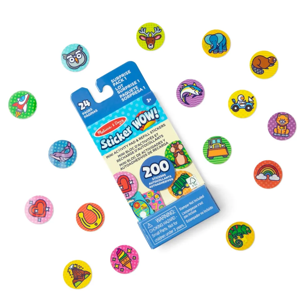 Melissa & Doug® Sticker WOW!® Mini Activity Pad & Refill Stickers - Surprise Pack 1 (200+ Stickers, Stamper Not Included)