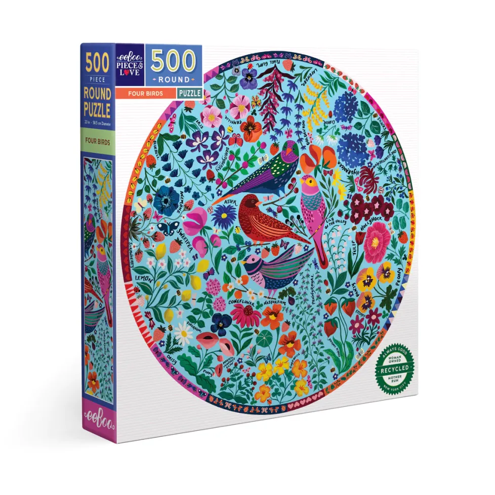 eeBoo 500 Piece Round Puzzle Four Birds