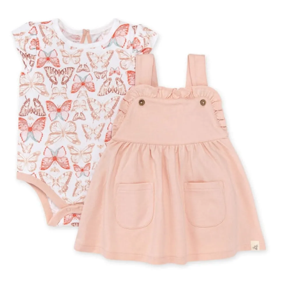 Burt's Bees Organic Baby French Terry Dress & Coastal Butterflies Bodysuit Set