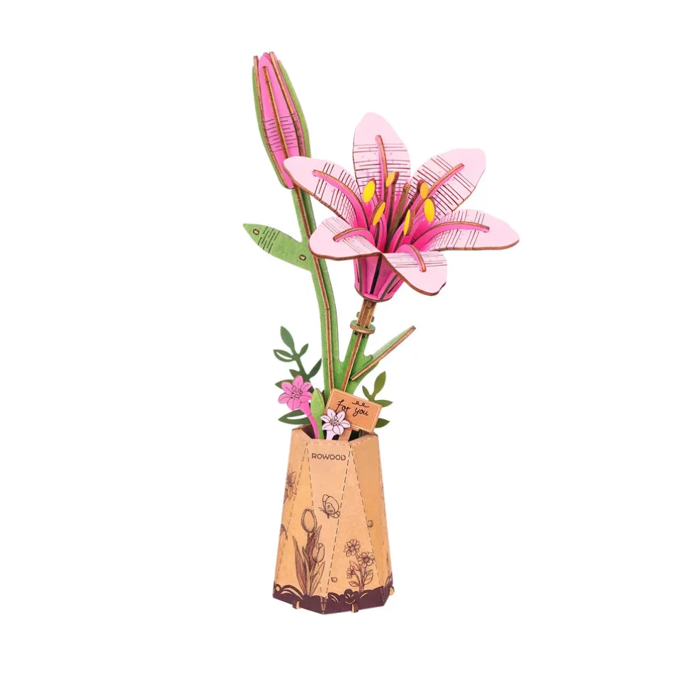 Hands Craft Wooden Bloom Craft: Pink Lily