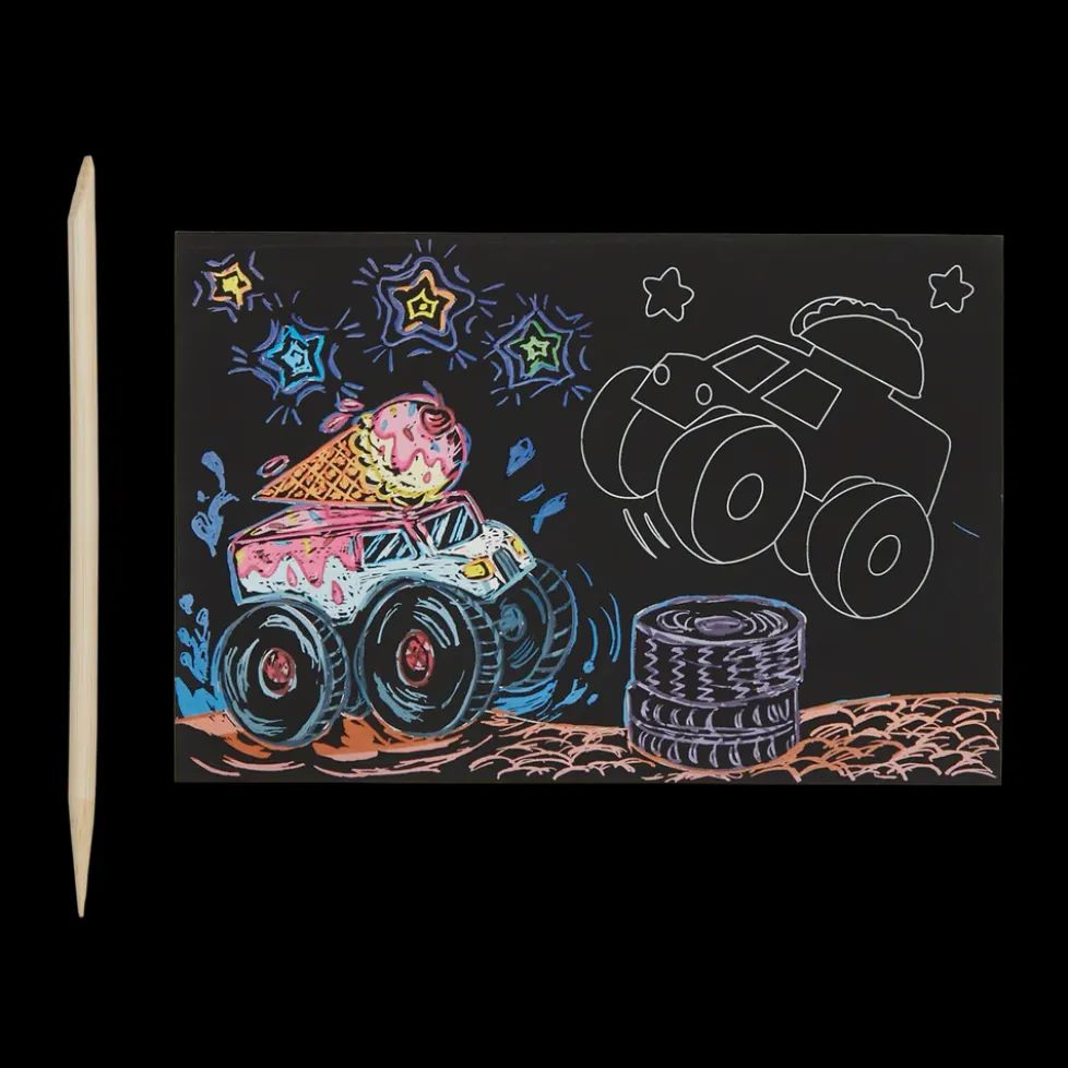 Ooly Scratch & Scribble Mini Scratch Art Kit - Monster Truck