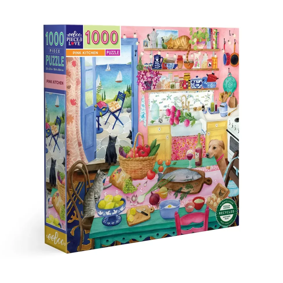 eeBoo 1000 Piece Puzzle Pink Kitchen
