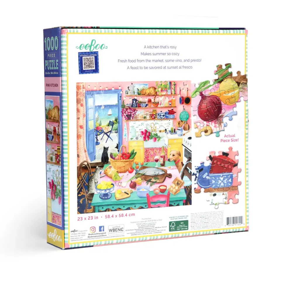 eeBoo 1000 Piece Puzzle Pink Kitchen