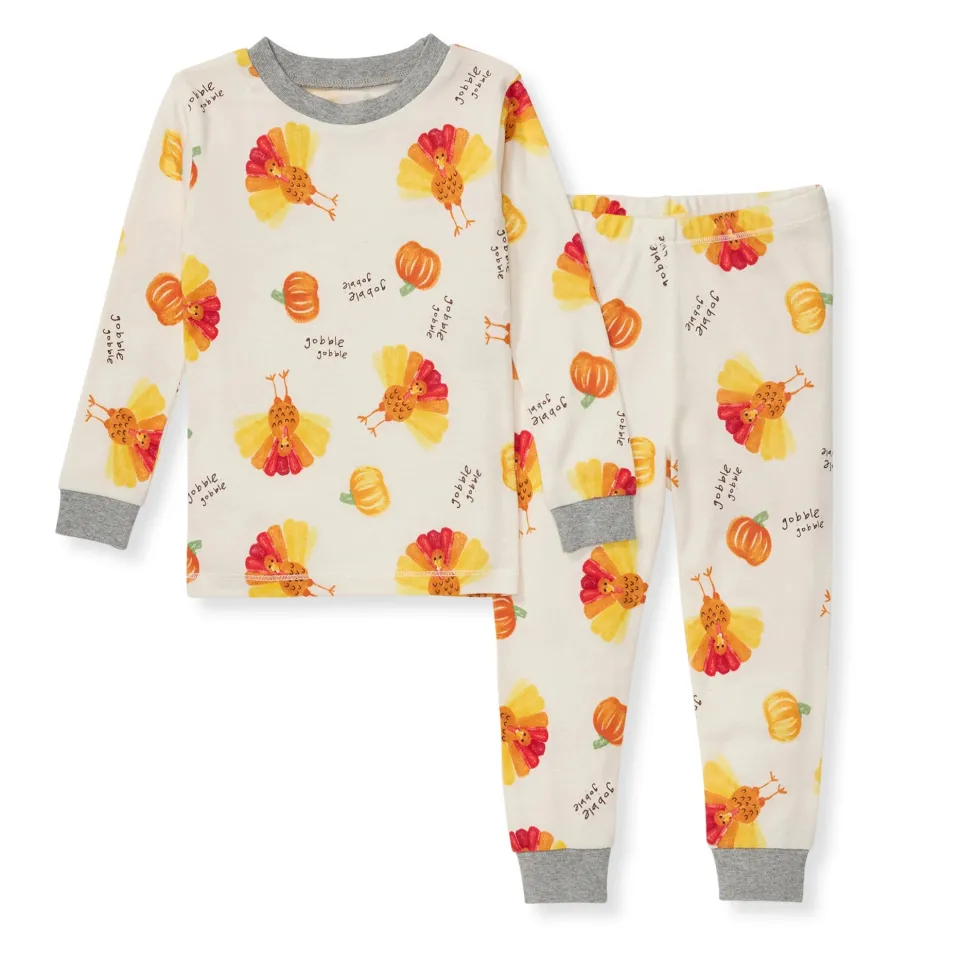 Burt's Bees Organic Snug Fit Two-Piece Pajamas Turkey Gobble