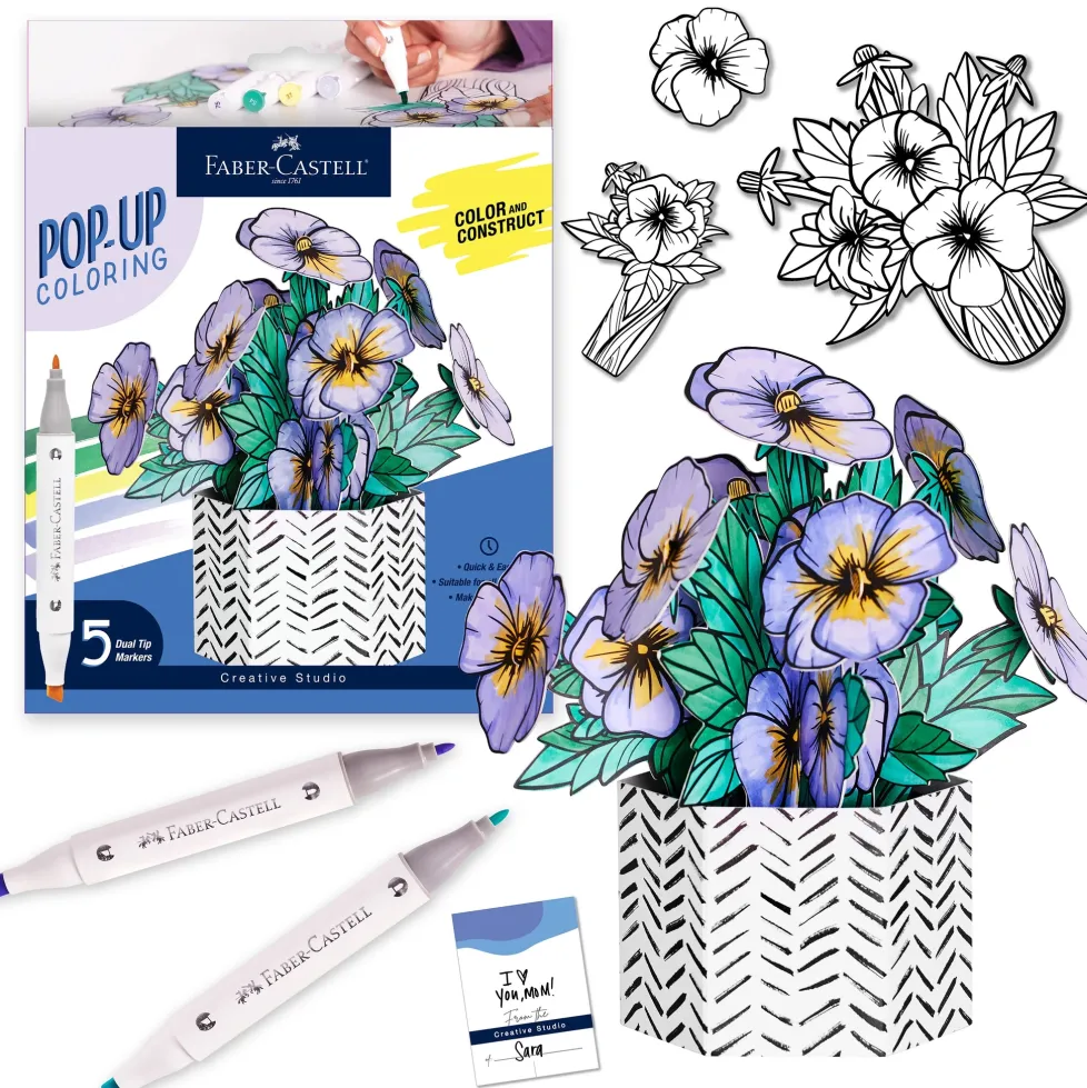 Faber-Castell Pop Up Coloring Bouquet - Pansies