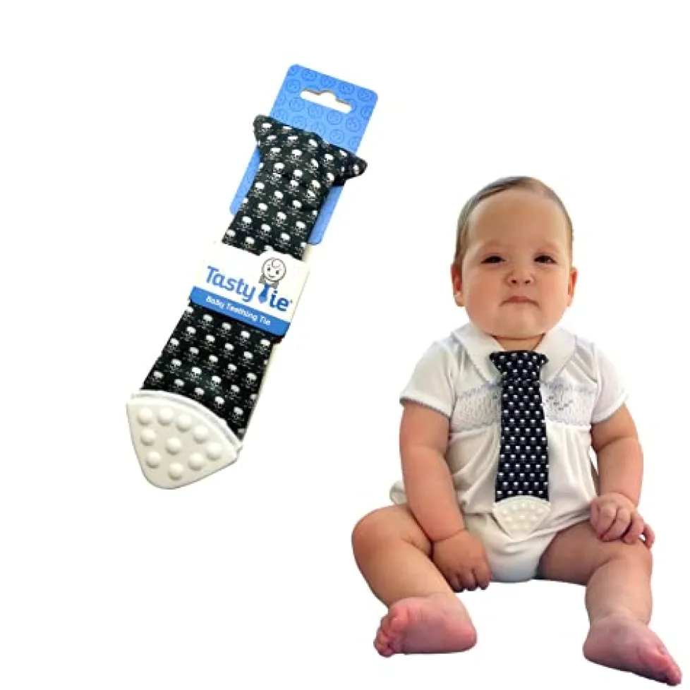 Tasty Tie® Baby Teething Tie & Crinkle Toy! - Skull