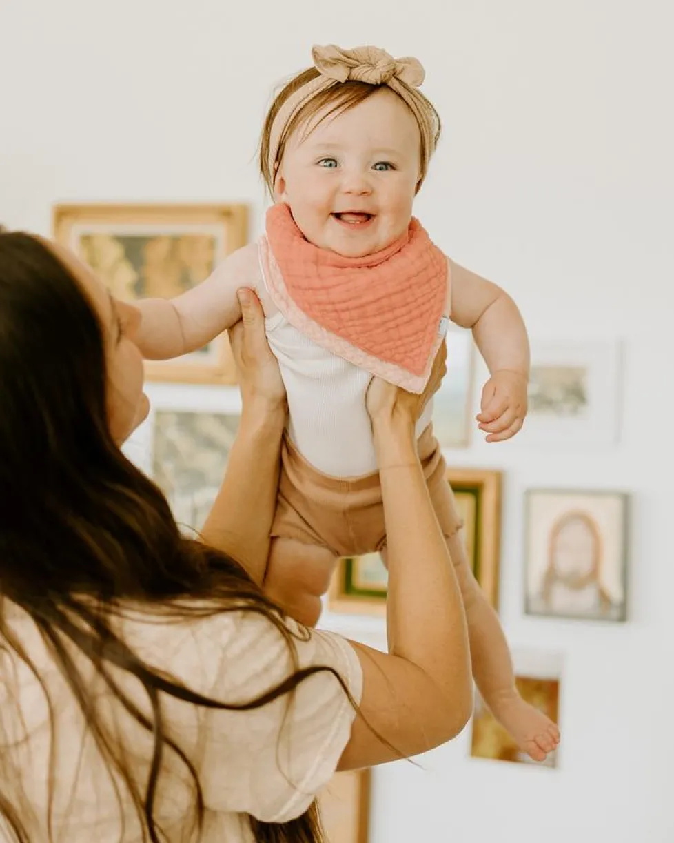 Little Unicorn Cotton Muslin Reversible Bandana Bib Rose Petal
