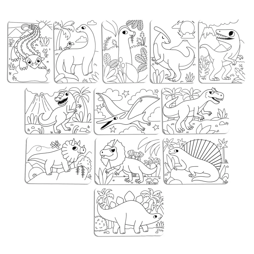 Ooly Undercover Art Hidden Pattern Coloring Activity Art Cards - Dino Tales