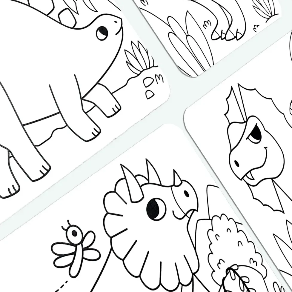 Ooly Undercover Art Hidden Pattern Coloring Activity Art Cards - Dino Tales
