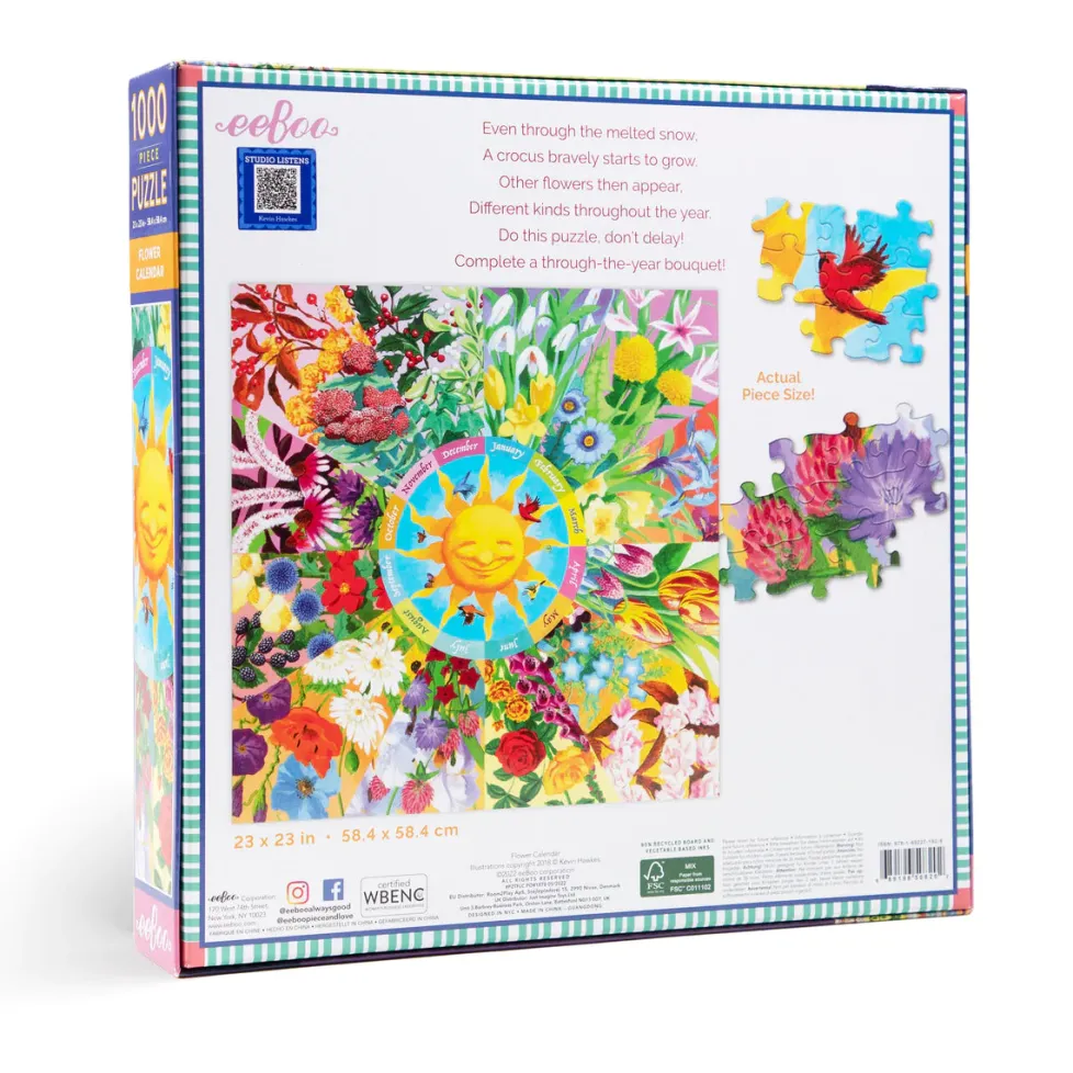 eeBoo 1000 Piece Puzzle Flower Calendar