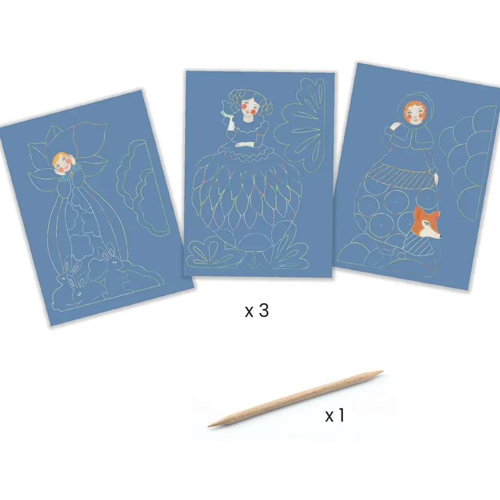 Djeco Scratch Card Activity Set: Pretty Dresses